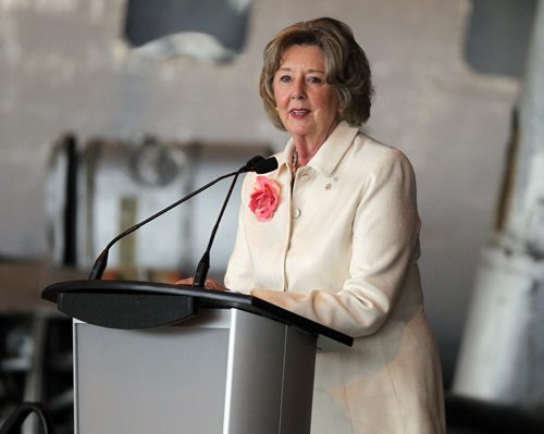 BORIS MINKEVICH / WINNIPEG FREE PRESS Prince Edward and Lt.-Gov. Filmon, presides over the Duke of Edinburgh Awards at the Royal Aviation Museum of Western Canada. Filmon at the mic. June 22, 2016.