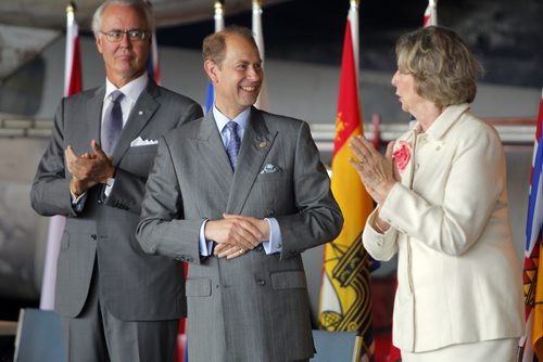 BORIS MINKEVICH / WINNIPEG FREE PRESS Hartley Richardson, Prince Edward and Lt.-Gov. Filmon, presides over the Duke of Edinburgh Awards at the Royal Aviation Museum of Western Canada. June 22, 2016.