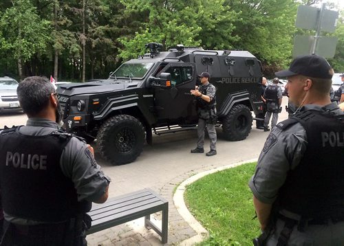 BORIS MINKEVICH / WINNIPEG FREE PRESS Winnipeg police unveil the new Gurkha armoured vehicle purchased by the Winnipeg Police Service at a press event in Assiniboine Park. June 22, 2016.