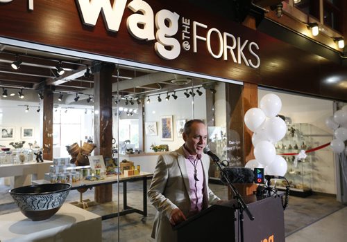 WAYNE GLOWACKI / WINNIPEG FREE PRESS   Stephen Borys, WAG Director & CEO in front of the new WAG@The Forks on Thursday,  this is the Gallery Shops new satellite location at the Johnston Terminal. This was the sneak preview for members and media, it opens to the public on Saturday. Aidan story June 23  2016