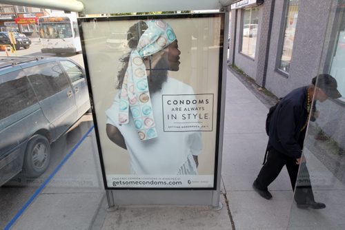 JOE BRYKSA / WINNIPEG FREE PRESS New Winnipeg Regional Heath Authority Sexually Transmitted Infection billboards in bus shelters- This one at Arlington and Sargent Ave -June 23, 2016  -(See Alex Paul Story)