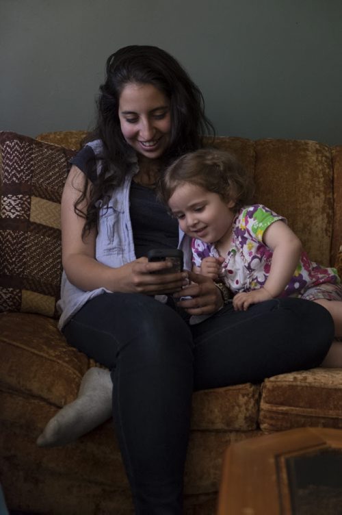 ZACHARY PRONG / WINNIPEG FREE PRESS  Khozama Almasalmeh, 2, and Sara at the Almasalmeh family home on June 15, 2016. Sara is currently working as a translator in Dauphin and is also a Syrian refugee whose family has settled in B.C.