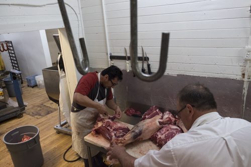 ZACHARY PRONG / WINNIPEG FREE PRESS  Riyad Suleyman, who was also a butcher in Syria, at work on June 15, 2016.