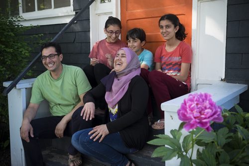 ZACHARY PRONG / WINNIPEG FREE PRESS  The Souleyman family at their home on June 15, 2016. From left to right, Riyad, Rojin, Roha, 14, Rodi, 8, and Rena, 12.