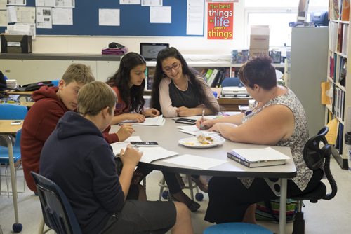 ZACHARY PRONG / WINNIPEG FREE PRESS  (L-R) Rena Souleyman,12, and her sister Roha, 14, at school on June 15, 2016.