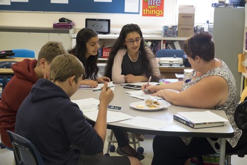 ZACHARY PRONG / WINNIPEG FREE PRESS  (L-R) Rena Souleyman,12, and her sister Roha, 14, at school on June 15, 2016.