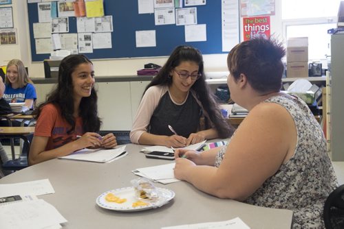 ZACHARY PRONG / WINNIPEG FREE PRESS  (L-R) Rena Souleyman,12, and her sister Roha, 14, at school on June 15, 2016.