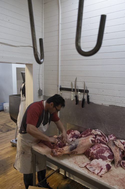 ZACHARY PRONG / WINNIPEG FREE PRESS  Riyad Suleyman, who was also a butcher in Syria, at work on June 15, 2016.