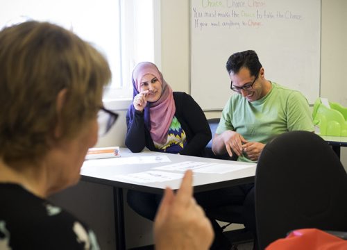 ZACHARY PRONG / WINNIPEG FREE PRESS  (l-R) Rojin and Riyad Suleyman at an ESL class on June15, 2016.