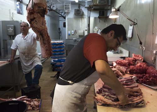 ZACHARY PRONG / WINNIPEG FREE PRESS  Riyad Suleyman, who was also a butcher in Syria, at work on June 15, 2016.