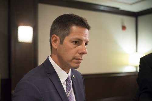 ZACHARY PRONG / WINNIPEG FREE PRESS  Mayor Brian Bowman answers questions after the Winnipeg Arts Council Awards lunch at the Fairmount Hotel on June 24, 2016.