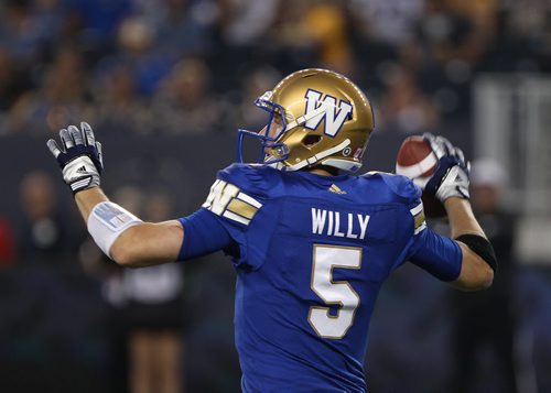 JOE BRYKSA / WINNIPEG FREE PRESS Winnipeg Blue Bombers  Drew Willy  during action against the  Montreal Allouettes -June 24, 2016  -(See story)