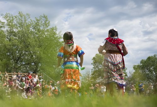 ZACHARY PRONG / WINNIPEG FREE PRESS  Young Girls dance during the Aboriginal Day Live Pow Wow competition on June 25, 2016.