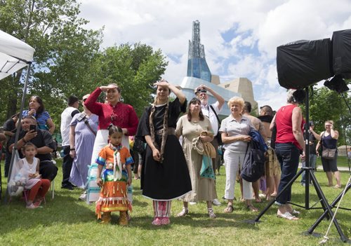 ZACHARY PRONG / WINNIPEG FREE PRESS  Spectators watch the Aboriginal Day Live Pow Wow competition on June 25, 2016.