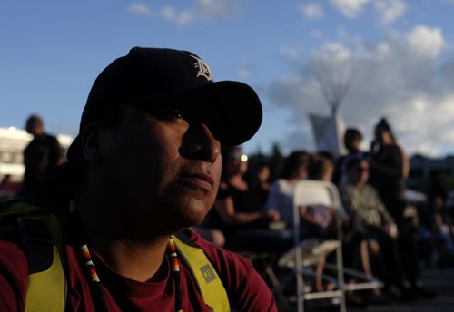ZACHARY PRONG / WINNIPEG FREE PRESS  Derek Mazawasitunaa enjoys live music during Aboriginal Day Live at The Forks on June 25, 2016.