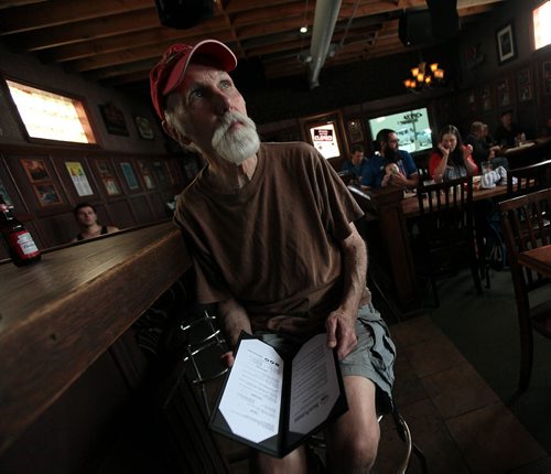 PHIL HOSSACK / WINNIPEG FREE PRESS -  Richard Bredsteen who claims Norwegian Ancestory but married an Icelander, watches in Gimli's "Ship and Plough" tavern as Iceland's Soccer team to a win over England.  See Randy Turner's story.  - See story. June 27, 2016