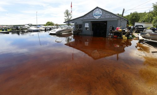 WAYNE GLOWACKI / WINNIPEG FREE PRESS  The flooded Faloma Beach Marina along Falcon Lake Monday. Bill Redekop Story June 27  2016