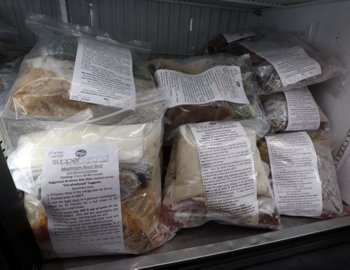 WAYNE GLOWACKI / WINNIPEG FREE PRESS Prepared meals in the freezer at the Supper Central in the Kenaston Common. Murray McNeill  Story June 28  2016