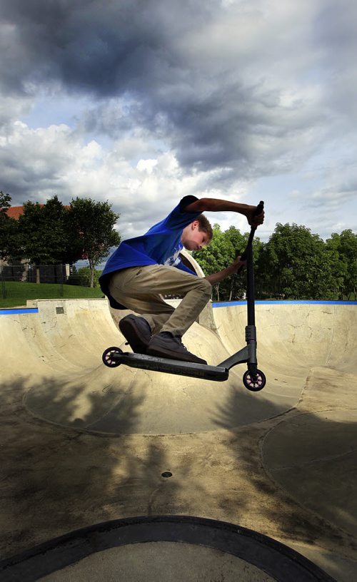 PHIL HOSSACK / WINNIPEG FREE PRESS -  13 yr old Tyler Sexton gets some air at the Fork's Skate Park Wednesday evening. The park turns ten tomorrow. See Sinclair's story / Stand-up. June 29, 2016