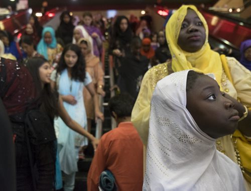 ZACHARY PRONG / WINNIPEG FREE PRESS  People wait to exit the RBC Convention Centre where thousands of people gathered for Eid celebrations on July 6, 2016. Eid marks the end of the Muslim holy month of Ramadam.