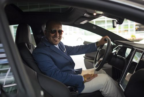 ZACHARY PRONG / WINNIPEG FREE PRESS  Ricky Brar, the president of Hollywood Limousine Service Inc., inside the company's newest addition to its fleet; a Tesla Model S. July 6, 2016.