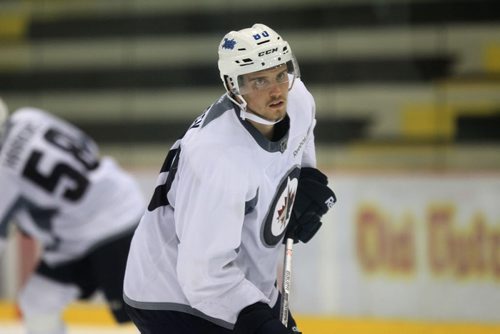 RUTH BONNEVILLE / WINNIPEG FREE PRESS  Hockey player #80 Michael Spacek practices on ice in the Winnipeg Jets Development Camp at IcePlex Wednesday morning.   See Tim Campbell story.       July 06, 2016