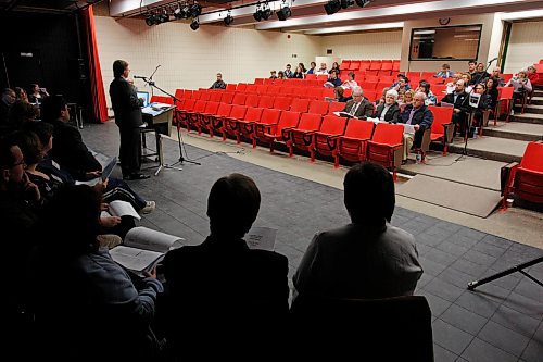 BORIS MINKEVICH / WINNIPEG FREE PRESS  080416 The theatre at John Taylor Collegiate is barely full for a public meeting on the possible closing of Hedges and Ness schools.