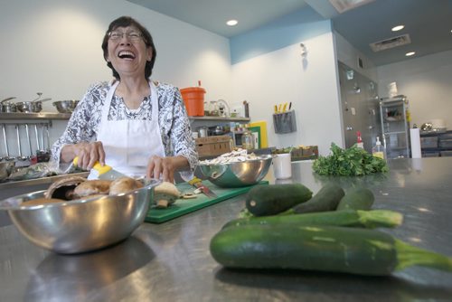 JOE BRYKSA / WINNIPEG FREE PRESS  Sharon Czuba , 61 years volunteers as chef assistant at NorWest Co-op Community Healths Food Centre-July 08, 2016  -(See Aaron Ep story)