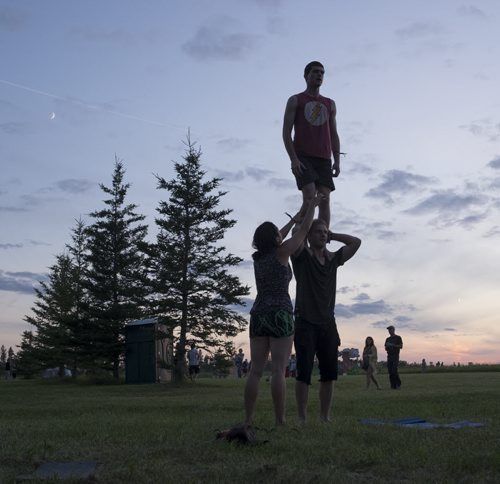 ZACHARY PRONG / WINNIPEG FREE PRESS  People do yoga at Folkfest on July 8, 2016.