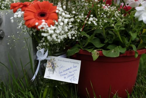 ZACHARY PRONG / WINNIPEG FREE PRESS  A memorial for 87-year-old Leslie Freudenberg who was killed while cycling in the area of Hamilton Avenue and Wharton Blvd. this past Friday. July 11, 2016.