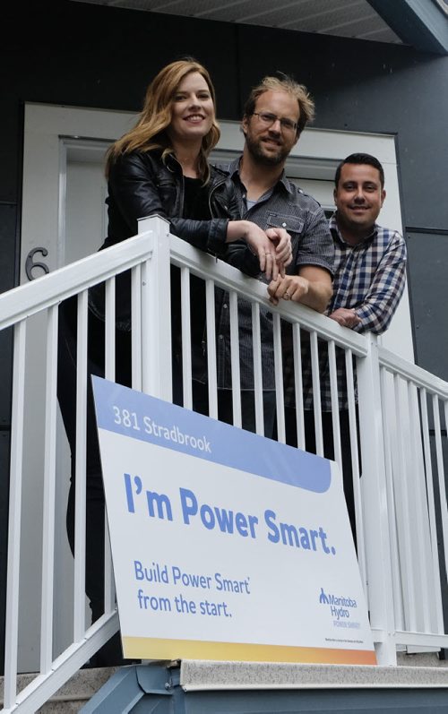 ZACHARY PRONG / WINNIPEG FREE PRESS  From left to right, Kate Kennedy, Geoff Milnes and Rob Robson of Progressive Real Estate recently built Manitoba's first residential-class apartment building with a PowerSmart designation. July 13, 2016.