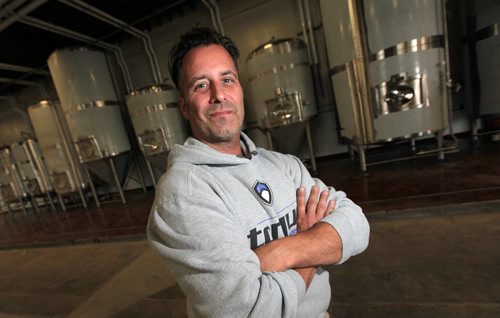 PHIL HOSSACK / WINNIPEG FREE PRESS -  John Heim poses with a line of tanks used in the brewing process for his Torque brand. See Ben McPhee Sigurdson's Story.    July 13, 2016