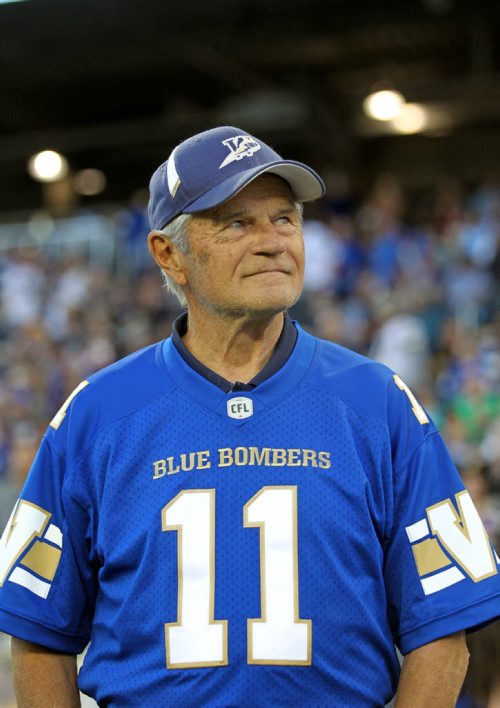 RUTH BONNEVILLE / WINNIPEG FREE PRESS  All-star quarterback Ken Ploen who started with The Winnipeg Blue Bombers in 1957,  was inducted into the Ring of Honour during halftime  of Bombers hosting Eskimos game at Investors Group Stadium Thursday night.    July 14, 2016