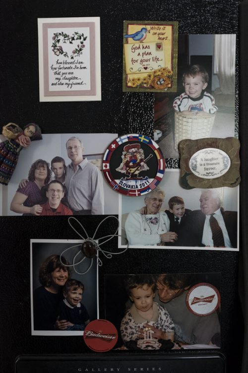 ZACHARY PRONG / WINNIPEG FREE PRESS  Photos of Luke Savoie on the family fridge before he was bound to a wheelchair. July 14, 2016.
