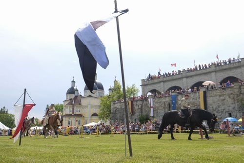 ZACHARY PRONG / WINNIPEG FREE PRESS  Knights on horseback at the Cooks Field Medieval Festival on July 16, 2016.