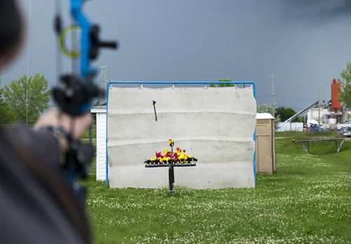 ZACHARY PRONG / WINNIPEG FREE PRES  A member of the all ladies St. Sebastianette Archery Club takes a shot. June 29, 2016.