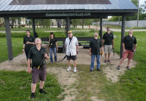 ZACHARY PRONG / WINNIPEG FREE PRESS  Members of the Robin Hood Archery Club skan the sky. June 29, 2016.