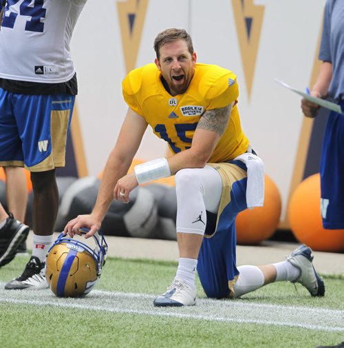 BORIS MINKEVICH / WINNIPEG FREE PRESS Bomber Practice at IGF. QB Matt Nichols #15. July 19, 2016