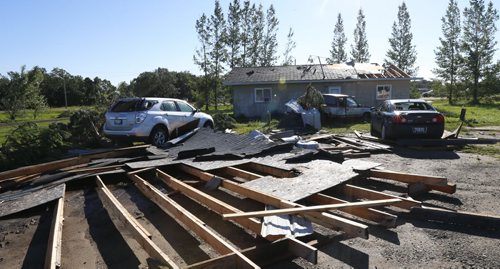 WAYNE GLOWACKI / WINNIPEG FREE PRESS    The back yard of Clemance Assiniboine's home on the Long Plain First Nation¤where sheds, his house and motor home were damaged after a tornado touched down Wednesday night. Ashley Prest story  July 21 2016