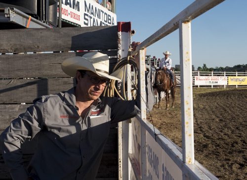 ZACHARY PRONG / WINNIPEG FREE PRESS  Ben Trunzo, an athletic therapist, at the Morris Stampede on July 21, 2016. The stampede, which takes place every year in Morris, will run from July 21 to July 24 2016.