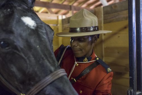 ZACHARY PRONG / WINNIPEG FREE PRESS  Const. Janis Kelly with her horse Pichou. Kelly, a Winnipeg Native, is touring the country with the RCMP Musical Ride for the first time this year. July 23, 2016.