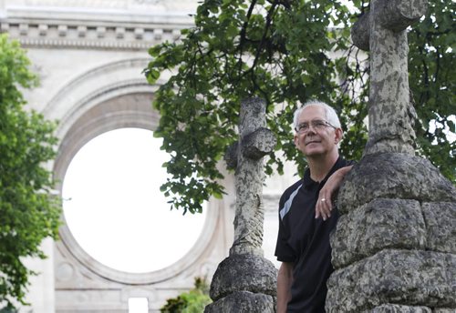 RUTH BONNEVILLE / WINNIPEG FREE PRESS  Philippe Mailhot is the former head of the St. Boniface Museum, who gives tours of the  St. Boniface Cathedral Cemetery.   See Bill Redekop story.  Other photos of specific headstones taken earlier in week to go along with this piece.      July 23, 2016