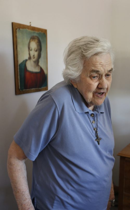 WAYNE GLOWACKI / WINNIPEG FREE PRESS   Sister Aileen Gleason, 92, in her apartment at St. Benedict's Monastery.  She is the the co-founder of Hospitality House Refugee Ministry.   On Tuesday there's a celebration of her 70th anniversary as a nun - a member of the order of Lady of the Missions.    Carol Sanders story  July 25 2016