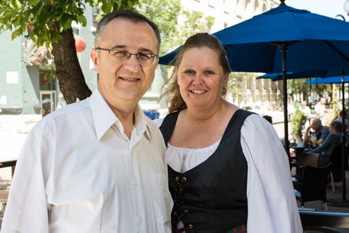 MIKE DEAL / WINNIPEG FREE PRESS Peter and Sandy Magyar are volunteers with the United Kingdom Pavilion at this years Folklorama. 160726 - Tuesday, July 26, 2016