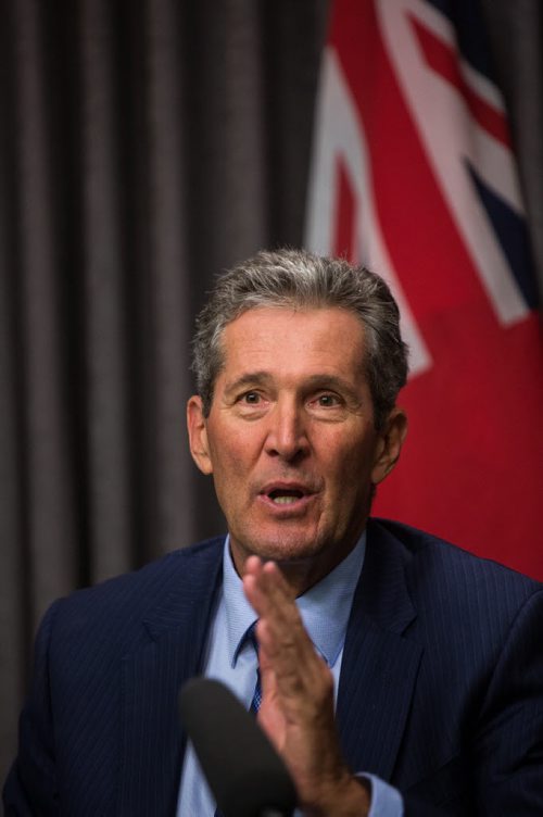 MIKE DEAL / WINNIPEG FREE PRESS Premier Brian Pallister discusses the Port of Churchill and OmniTrax issue Thursday afternoon. 160728 - Thursday, July 28, 2016