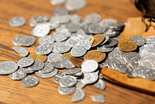 TREVOR HAGAN / WINNIPEG FREE PRESS Christian Arel, from Wetaskiwin, a member of Odin's Ravens, was making coins and displaying his collection at the Icelandic Festival in Gimli, Saturday, July 30, 2016.