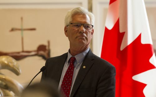 RUTH BONNEVILLE / WINNIPEG FREE PRESS  Minister Jim Carr at Announcement for Canada's first Inuit Art Centre to be installed at the Winnipeg Art Gallery which took place on the main floor of the WAG Tuesday.    Aug 02, 2016