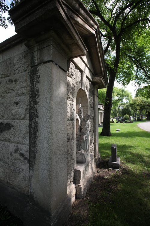 RUTH BONNEVILLE / WINNIPEG FREE PRESS  Series on cemeteries.  Elmwood Cemetery, off Hespeler Avenue.  Olafson mausoleum.   See Bill Redekop story.   Aug 03, 2016