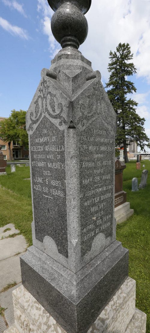 WAYNE GLOWACKI / WINNIPEG FREE PRESS       The Mulvey family grave stone in the  St. James Anglican Church cemetery. Kevin Rollason  story  August 03 2016