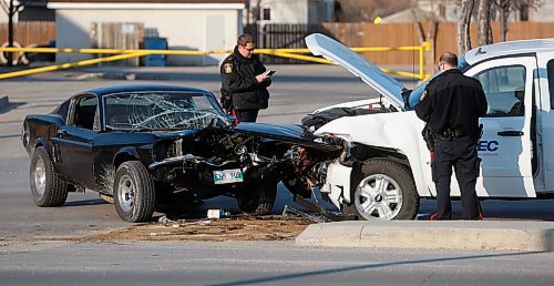 BORIS MINKEVICH / WINNIPEG FREE PRESS  080427 MVC with an old Mustang and a Chevy truck on Dakota Street right across the street from College Jeanne-Sauve.